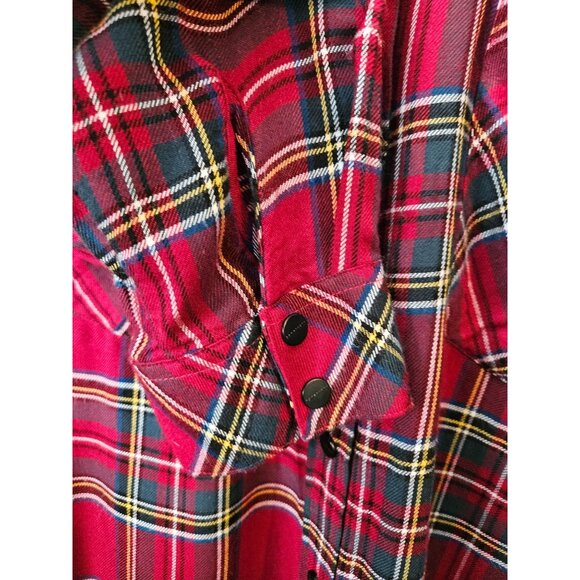 2/$35-Sanctuary Plaid Long Sleeve Snap Button Boyfriend Shirt Pockets - Women M - Picture 9 of 11